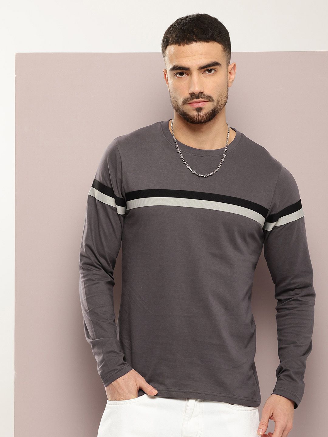 DILLINGER Men Striped Pure Cotton T-shirt