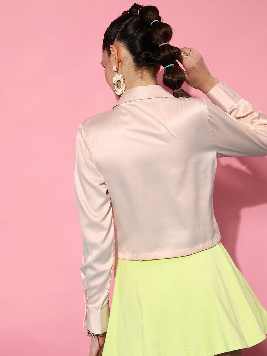 STREET 9 Women Champagne Regular Fit Casual Shirt