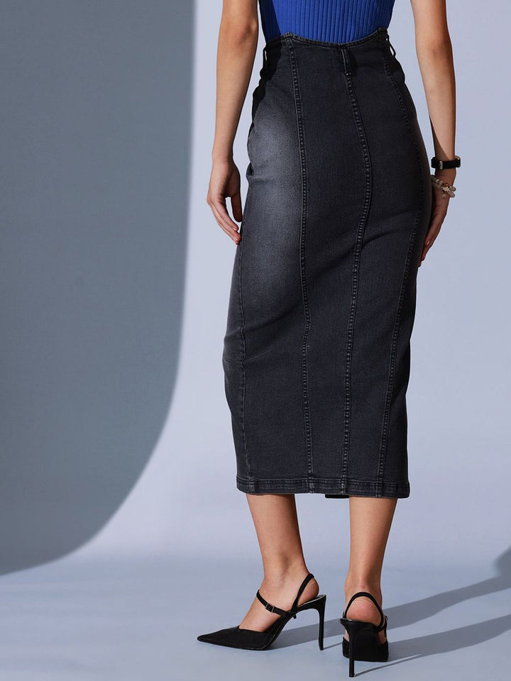 STREET 9 Silt Denim Straight Midi Skirts