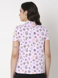 SPYKAR Women Conversational Printed High Neck T-shirt