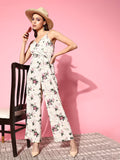 Berrylush Women Classy Beige Printed Roman Column Jumpsuit