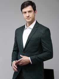 Park Avenue Checked Notched Lapel Slim Fit Single Breasted Formal Blazer