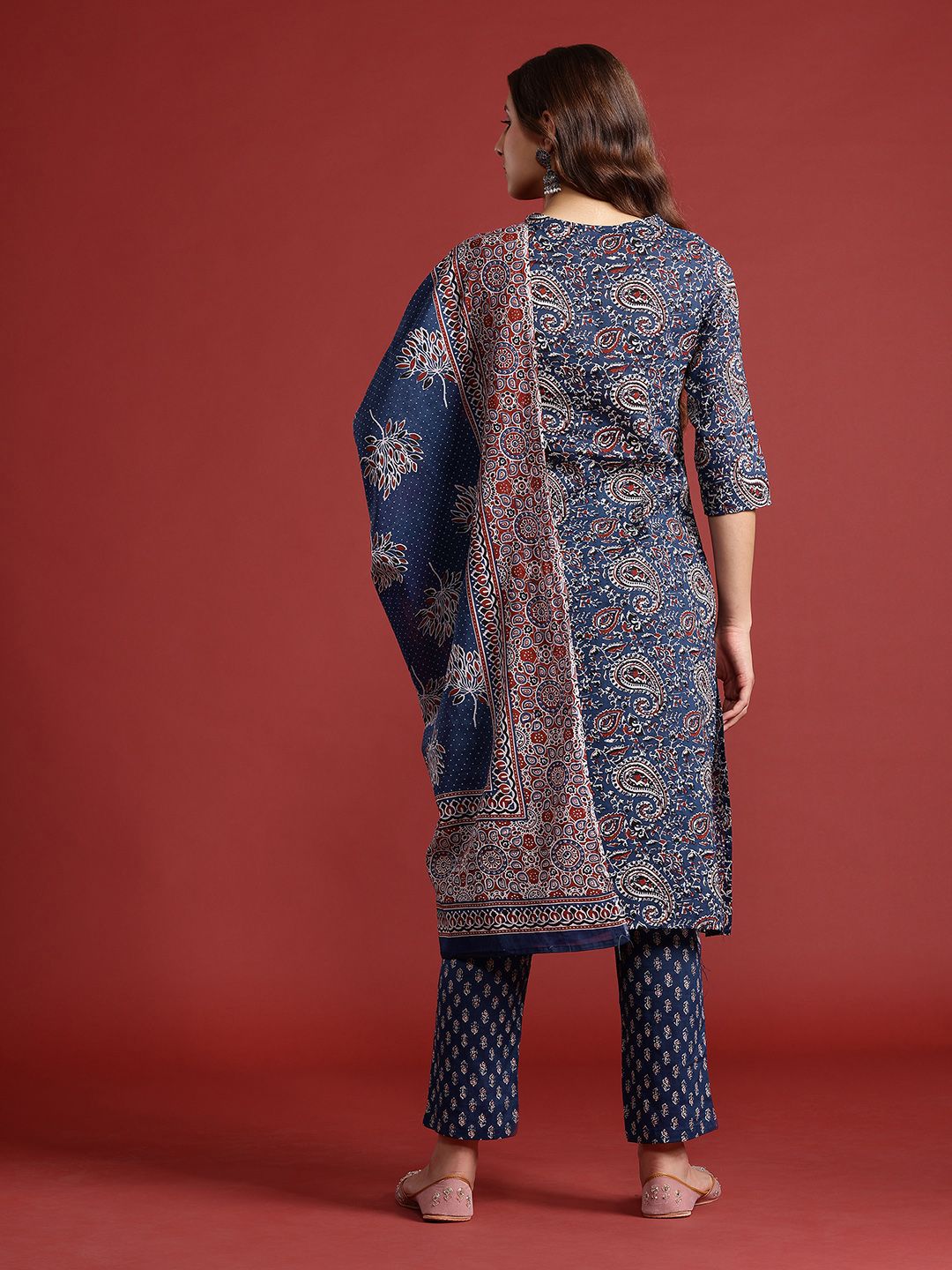 Anouk Printed Pure Cotton Kurta with Trousers & Dupatta
