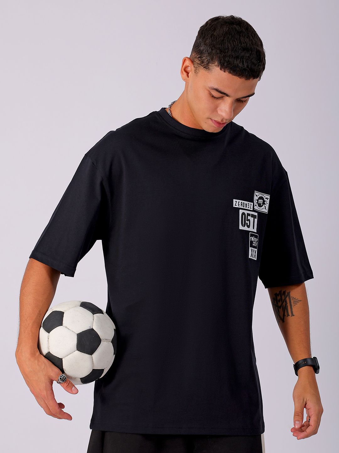 The Indian Garage Co Men Back Printed Oversized Pure Cotton T-shirt