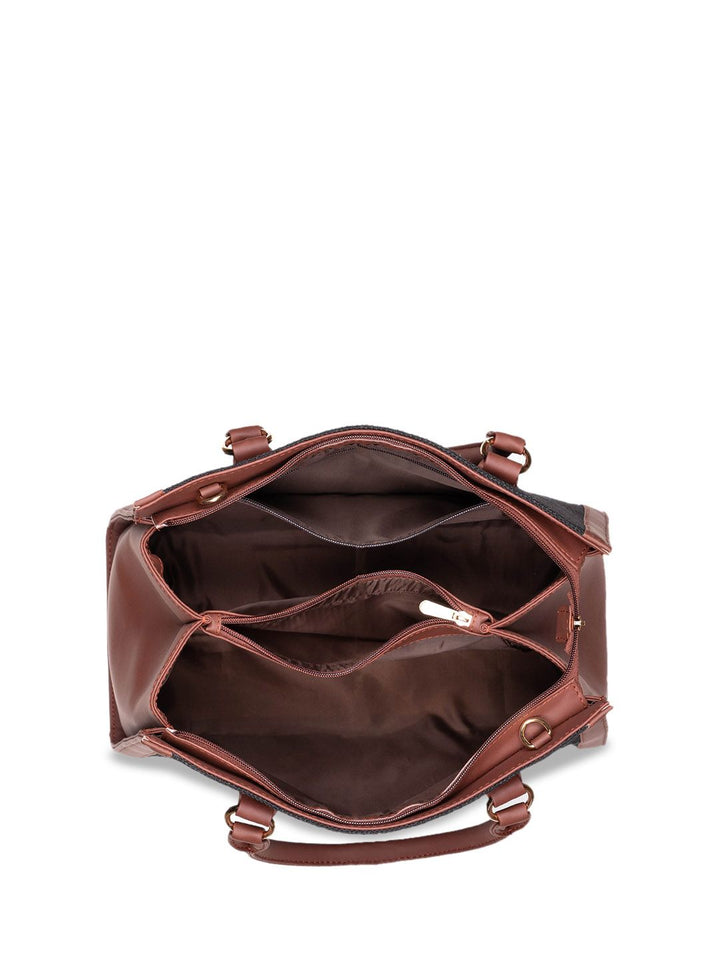 ZOUK =Floral Printed Structured Jute Handheld Bag