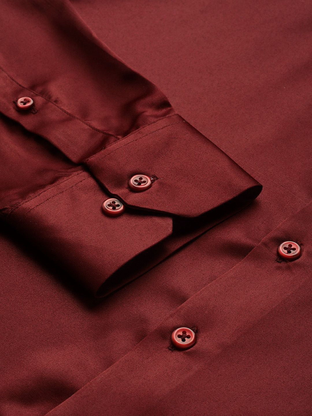 Hancock Men Maroon Solid Satin Club Slim Fit Party Shirt