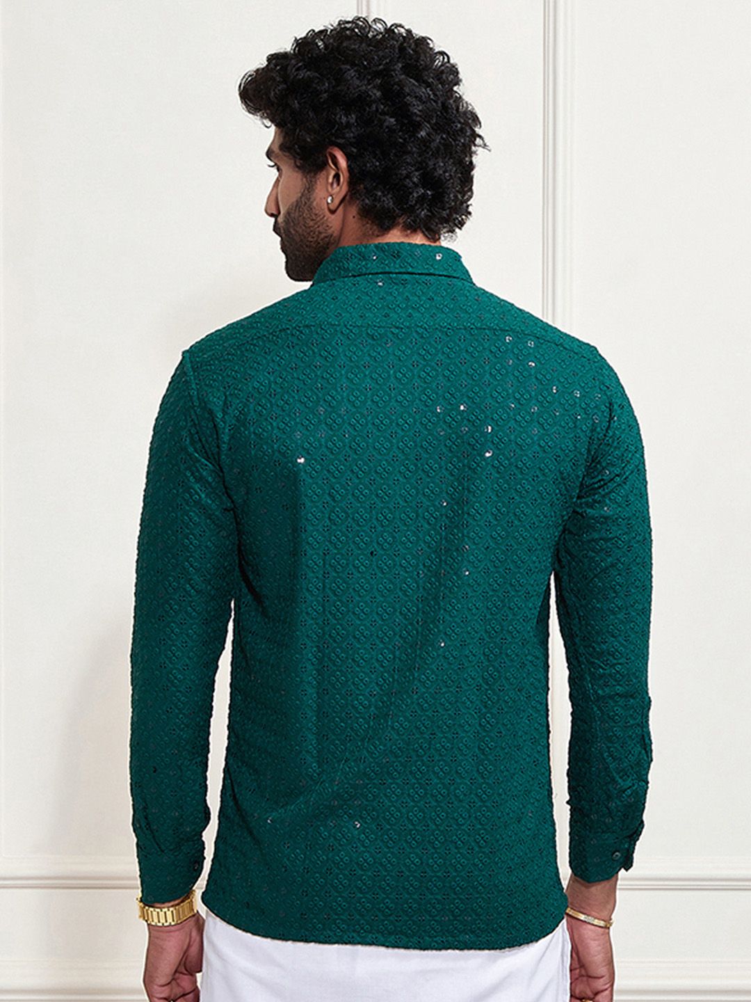 VASTRAMAY Premium Sequinned Embellished Ethnic Shirt