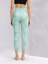 HRX by Hrithik Roshan Women Tie & Dye Mid-Rise Cropped Rapid-Dry Yoga Tights