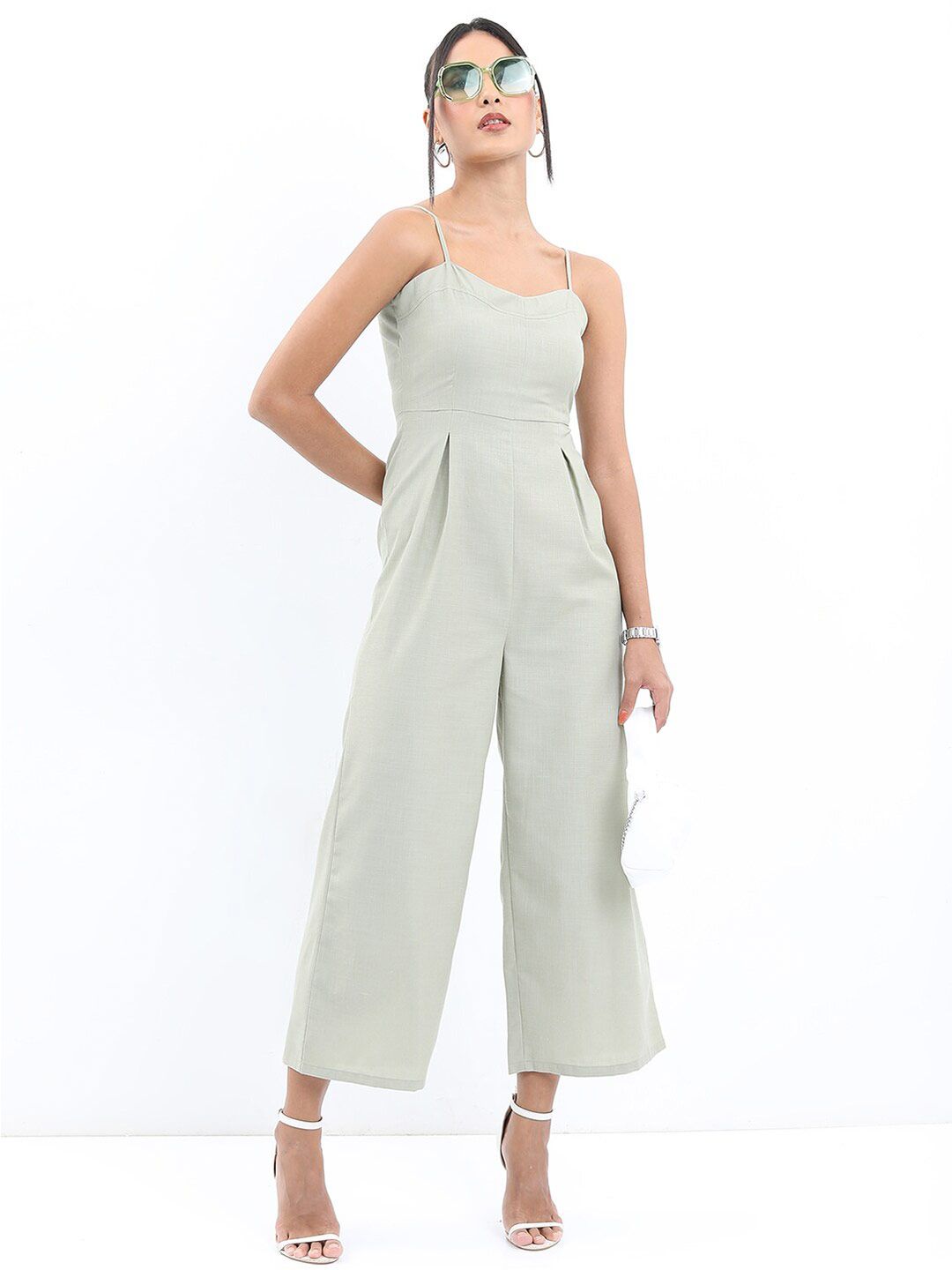 Tokyo Talkies Shoulder Straps Cotton Basic Jumpsuit