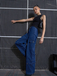 SASSAFRAS Black Waist Tie-Up Cotton Top