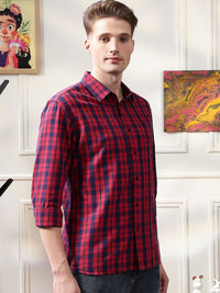 Eszett Checked Spread Collar Pure Cotton Casual Shirt