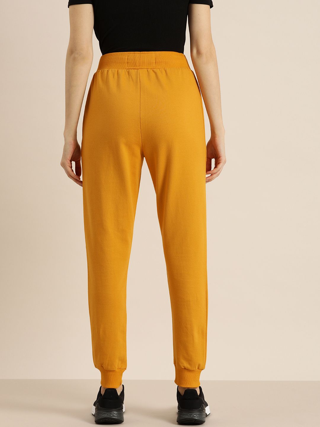 DILLINGER Women Mustard Yellow Solid Slim Fit Joggers