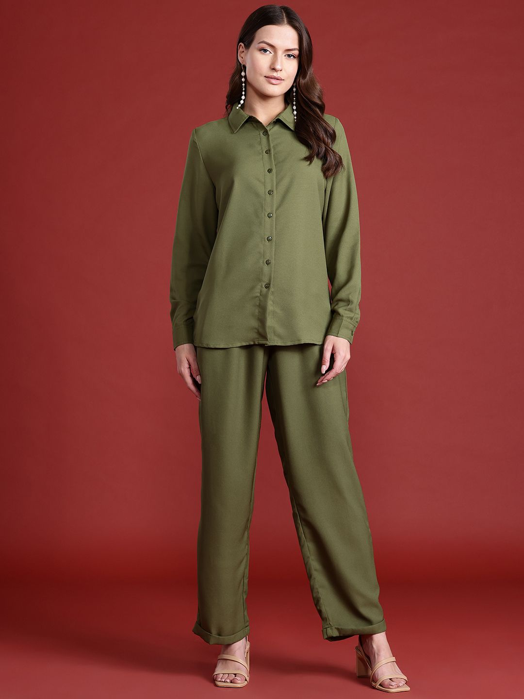 all about you Women Shirt Collar Co-Ords