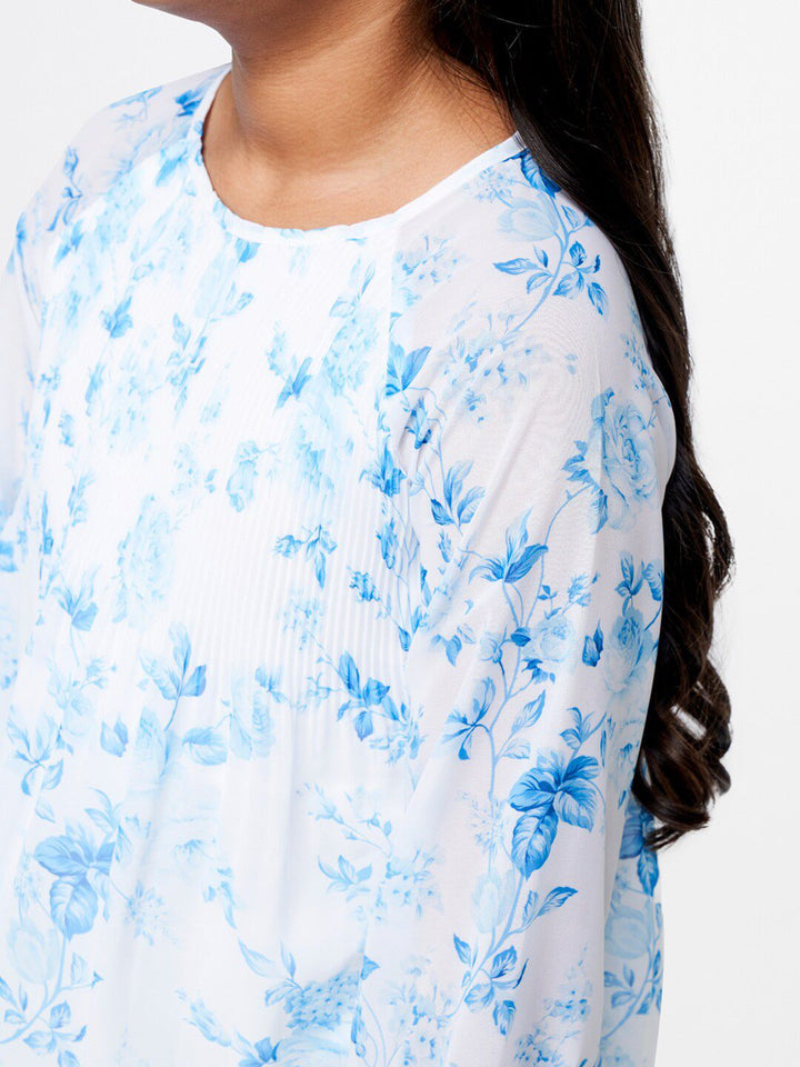 AND Girls Floral Printed Raglan Sleeve Top