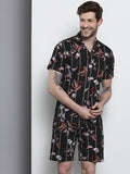 The Indian Garage Co Men Black Printed Pure Cotton Night Suit