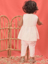 VASTRAMAY Girls Embroidered Regular Sequinned Chanderi Cotton Kurta With Trouser