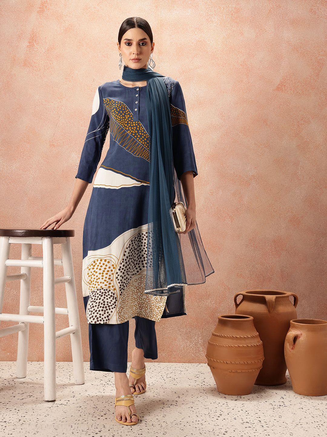 all about you Printed Regular Kurta With Palazzos & Dupatta
