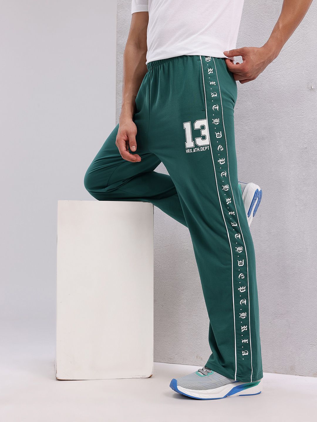 HRX by Hrithik Roshan Men Typography Detail Mid-Rise Relaxed Fit Lifestyle Track Pants