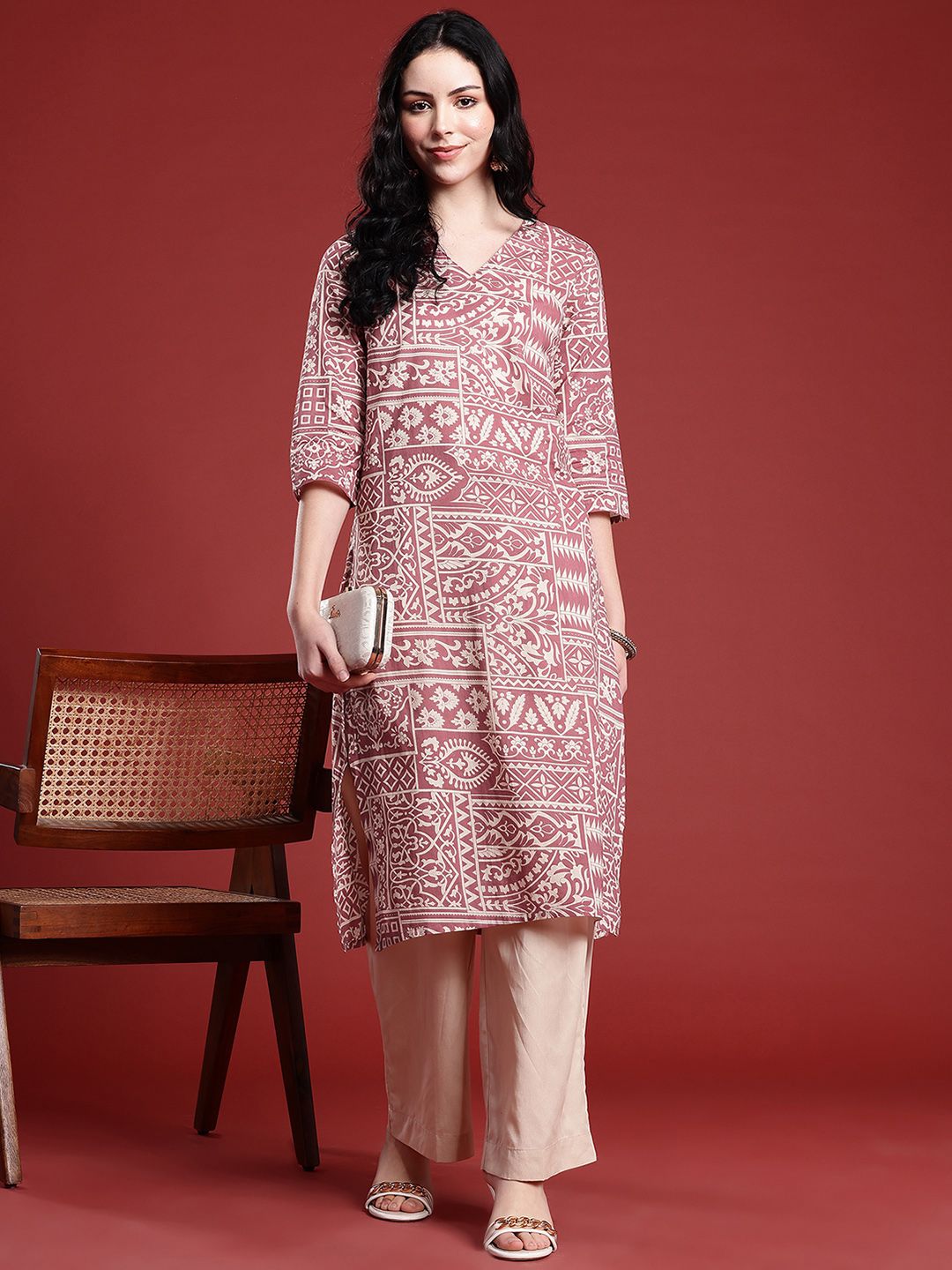 Anouk Women Pure Cotton Ethnic Motifs Printed Kurta