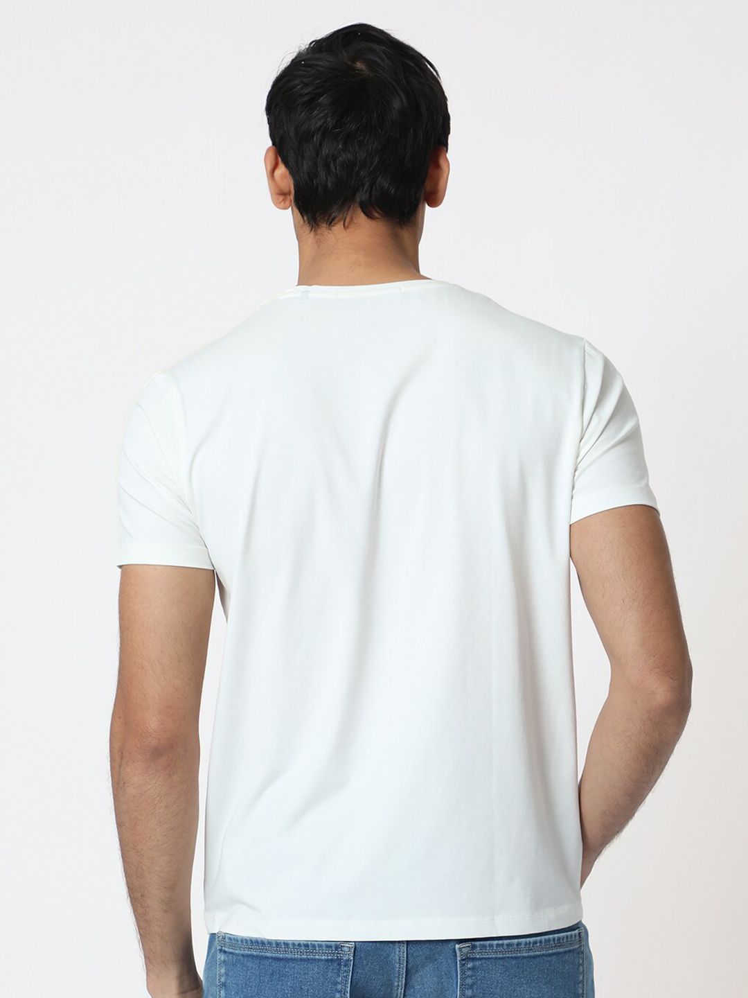 RARE RABBIT Men Cero Typography Printed Cotton Slim Fit T-Shirt