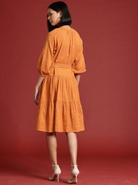 all about you Cotton Tiered A-Line Dress with Belt