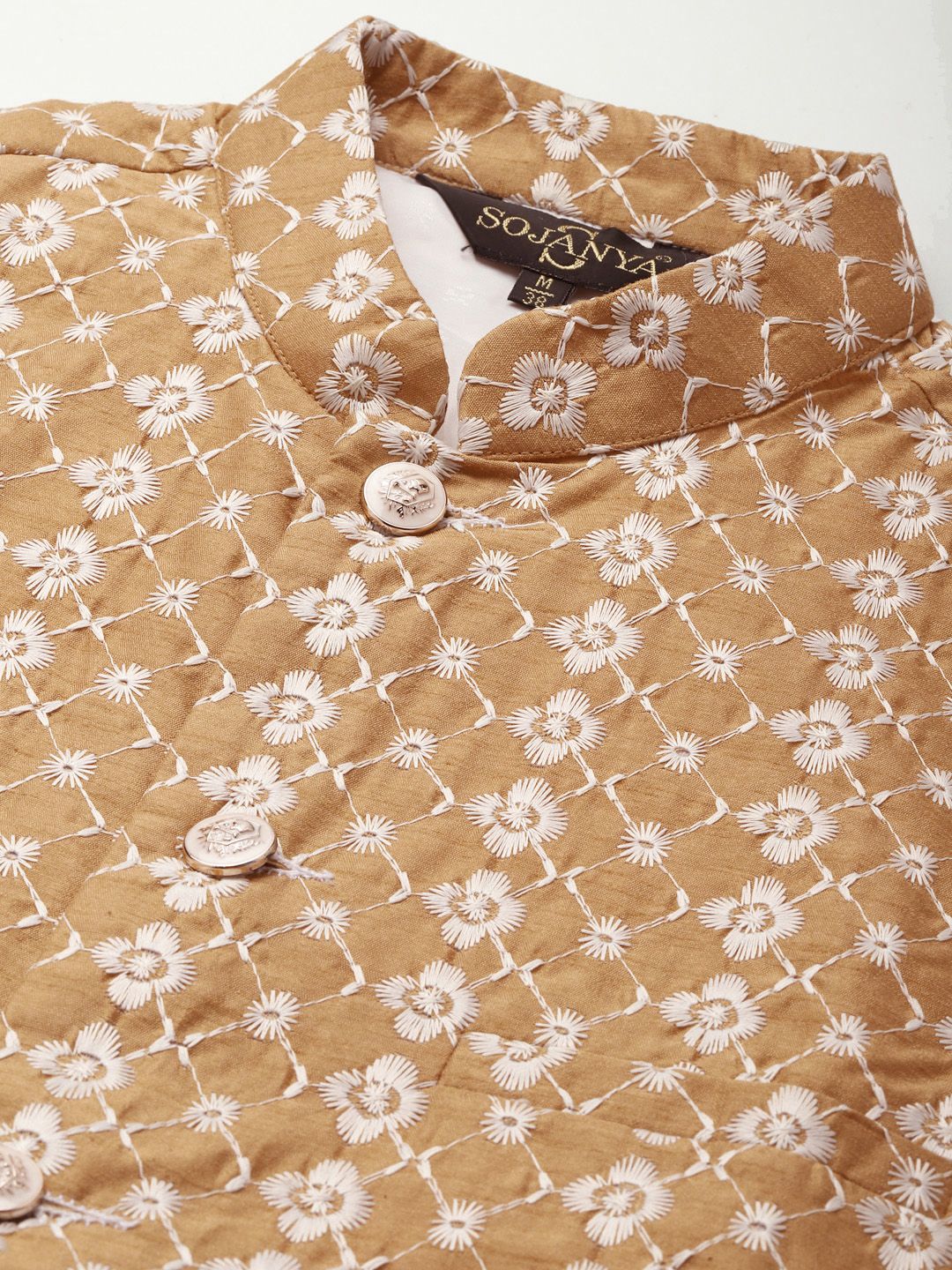 SOJANYA Lelaki Motif Etnik Biru Sulam Kurta Churidar