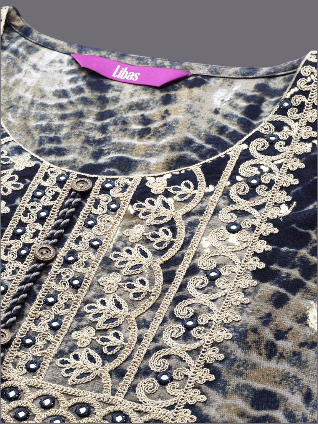 Libas Women Yoke Design Mirror Work Kurta
