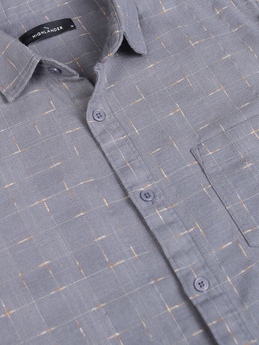HIGHLANDER Men Special Yarn Dobby Textured Checked Casual Shirt