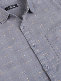 HIGHLANDER Men Special Yarn Dobby Textured Checked Casual Shirt
