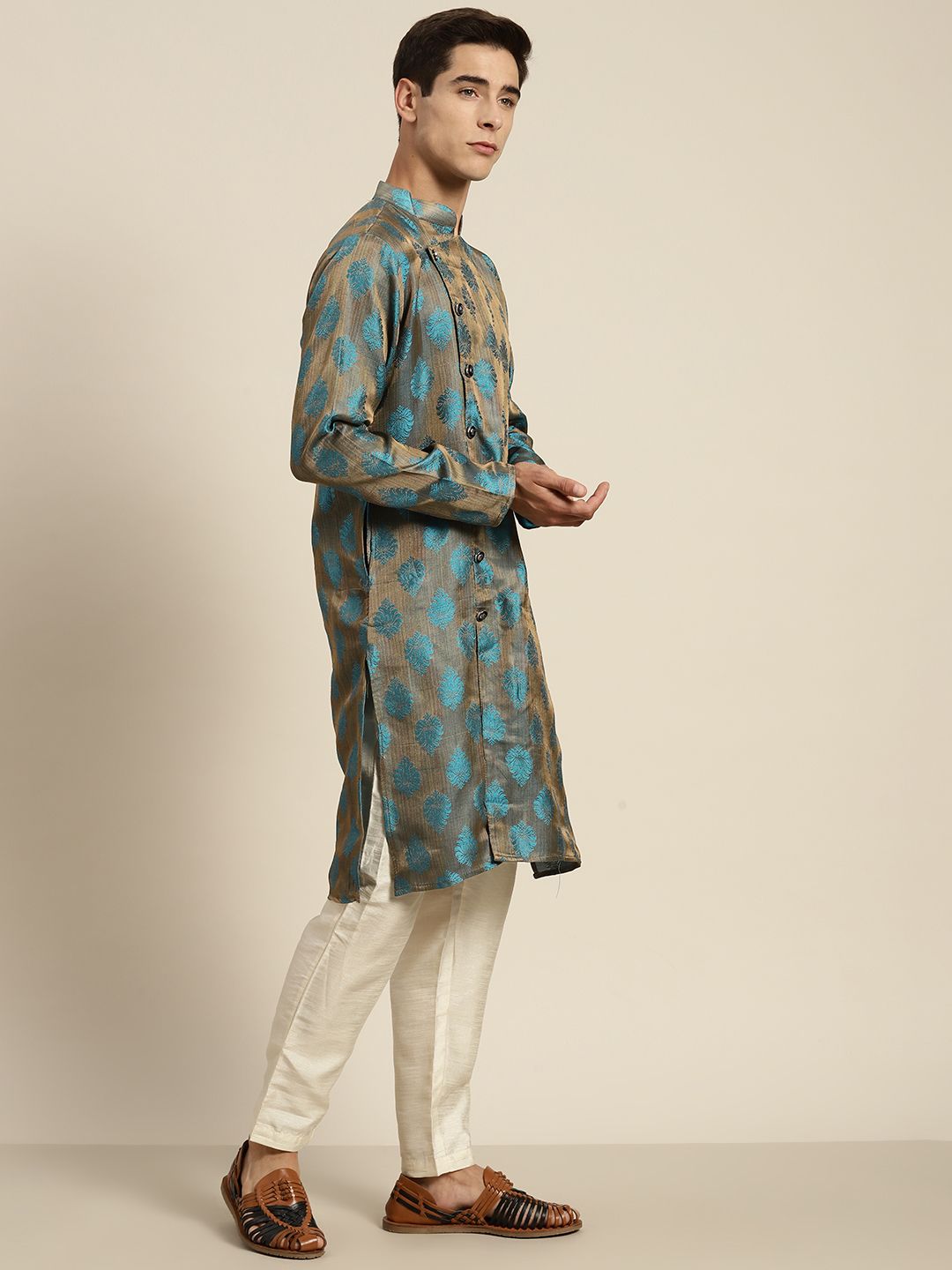 SOJANYA Ethnic Motifs Jacquard Silk Cotton Kurta