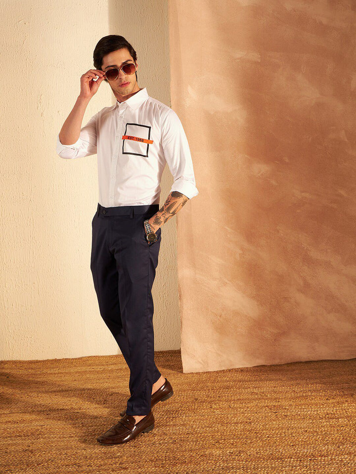 DENNISON Smart Slim Fit Geometric Printed Cotton Casual Shirt