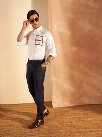 DENNISON Smart Slim Fit Geometric Printed Cotton Casual Shirt