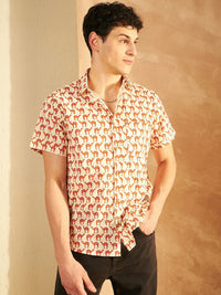 DENNISON Smart Ethnic Motifs Printed Spread Collar Cotton Relaxed Lightweight Shirt