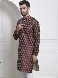 SOJANYA Ethnic Motifs Woven Design Mandarin Collar Straight Kurta