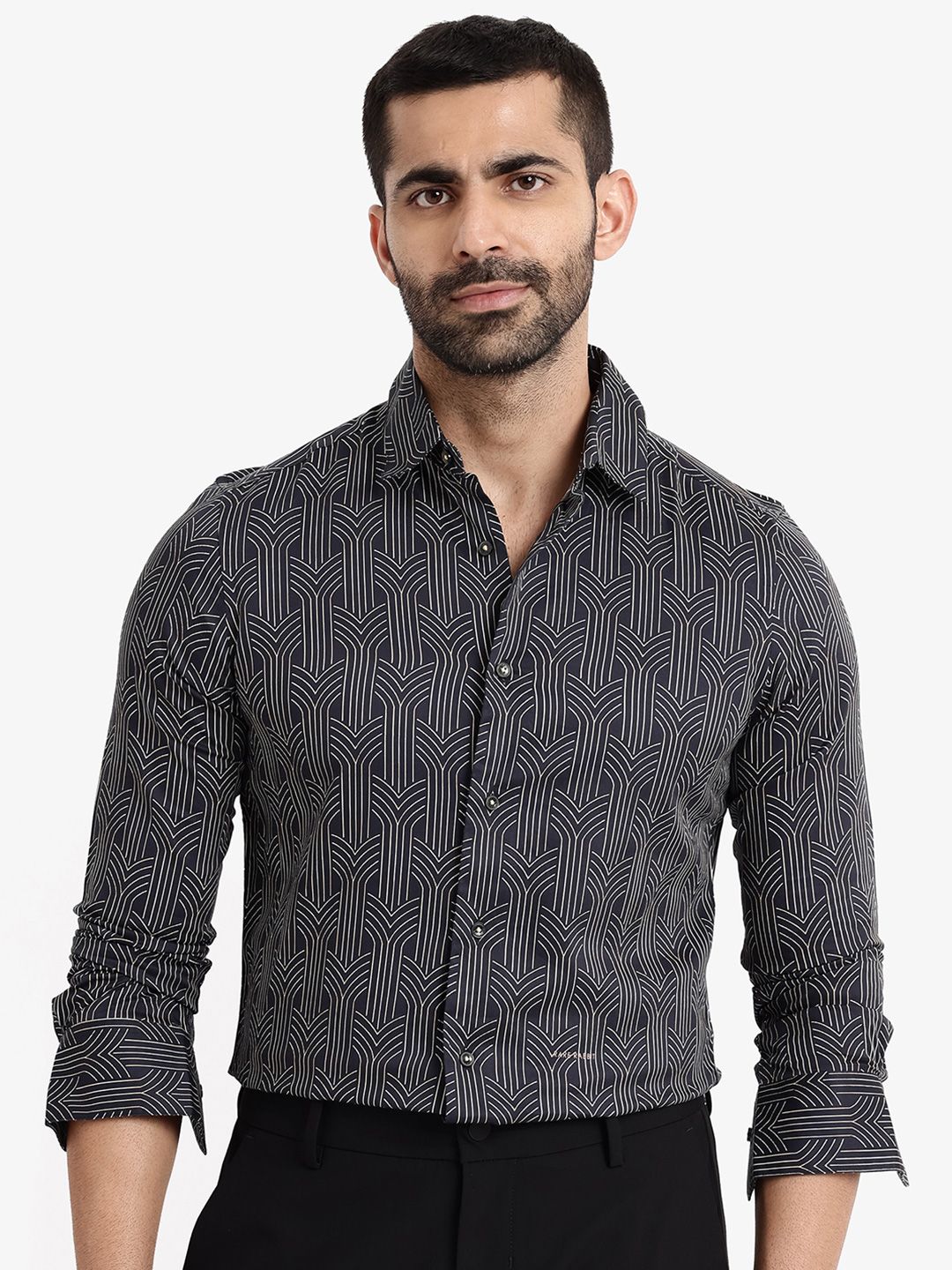 RARE RABBIT Slim Fit Printed Cotton Casual Shirt