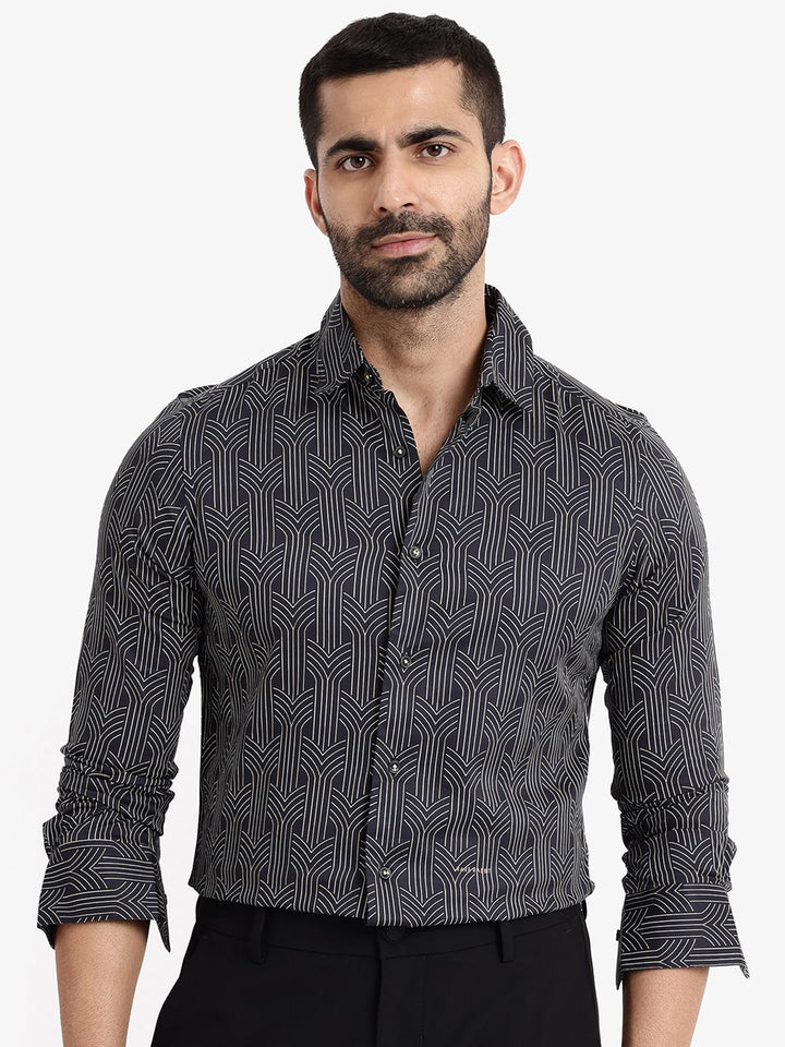 RARE RABBIT Slim Fit Printed Cotton Casual Shirt