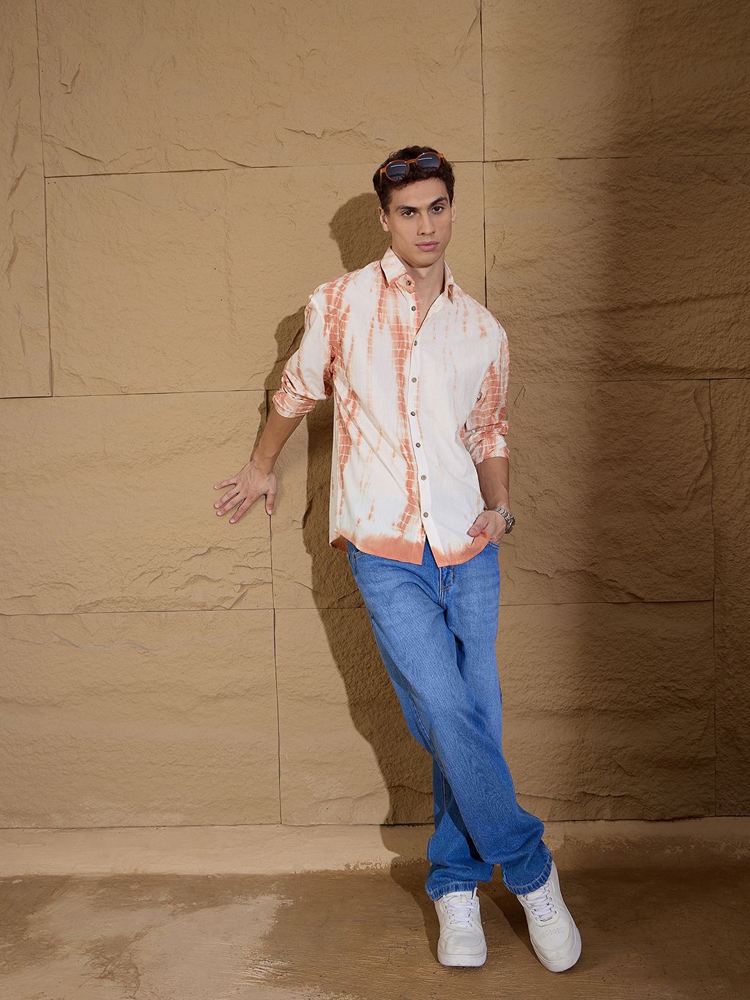 DENNISON Men Tie & Dye Oversized Cotton Casual Shirt