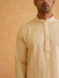 SOJANYA LUXE Floral Embroidered Regular Sequinned Kurta with Pyjamas