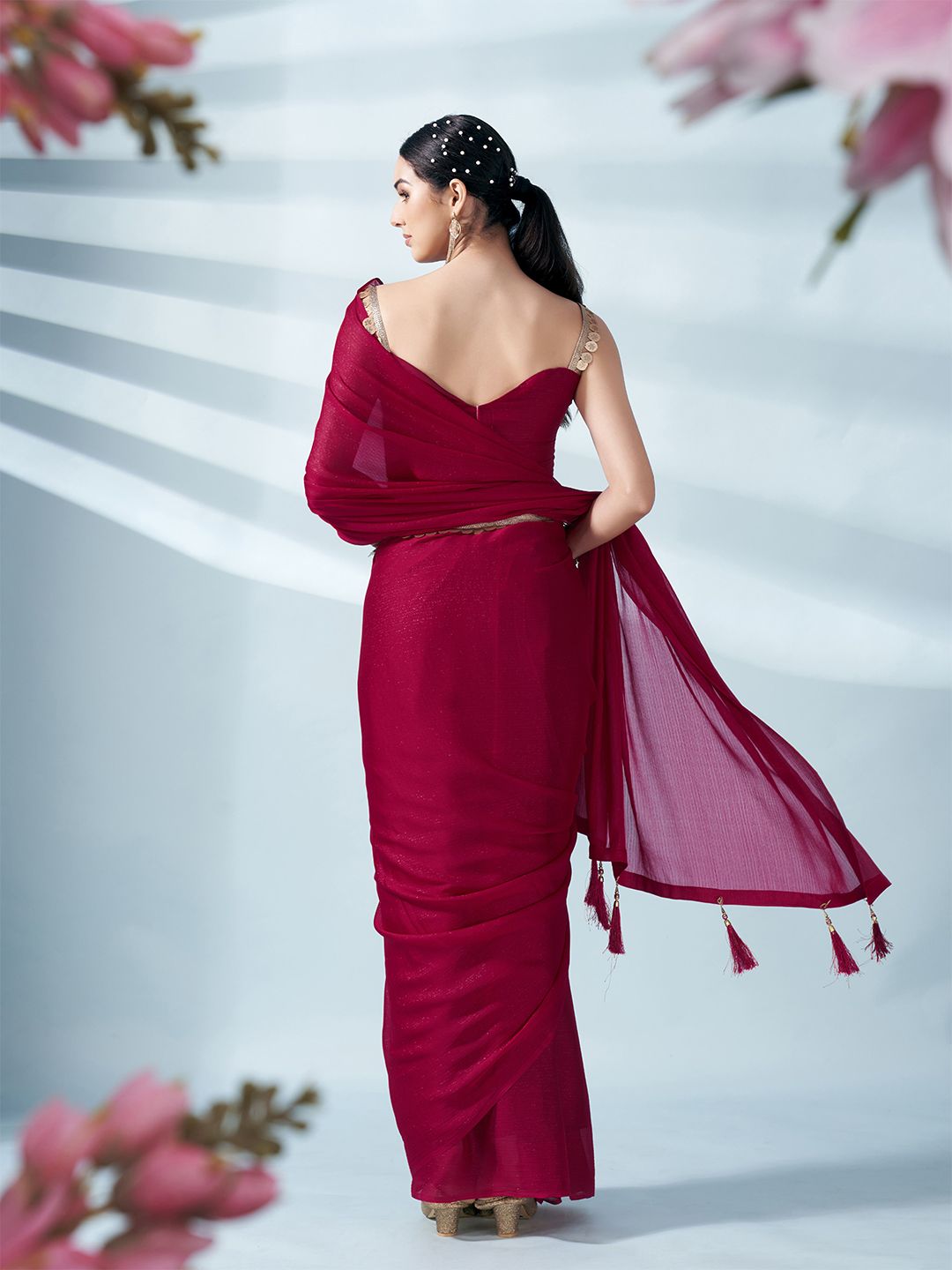 Tikhi Imli Satin Saree With Belt