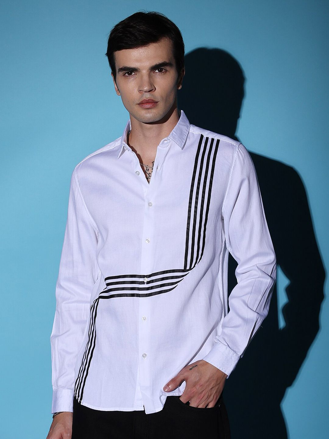 The Indian Garage Co Men Slim Fit Striped Cotton Casual Shirt
