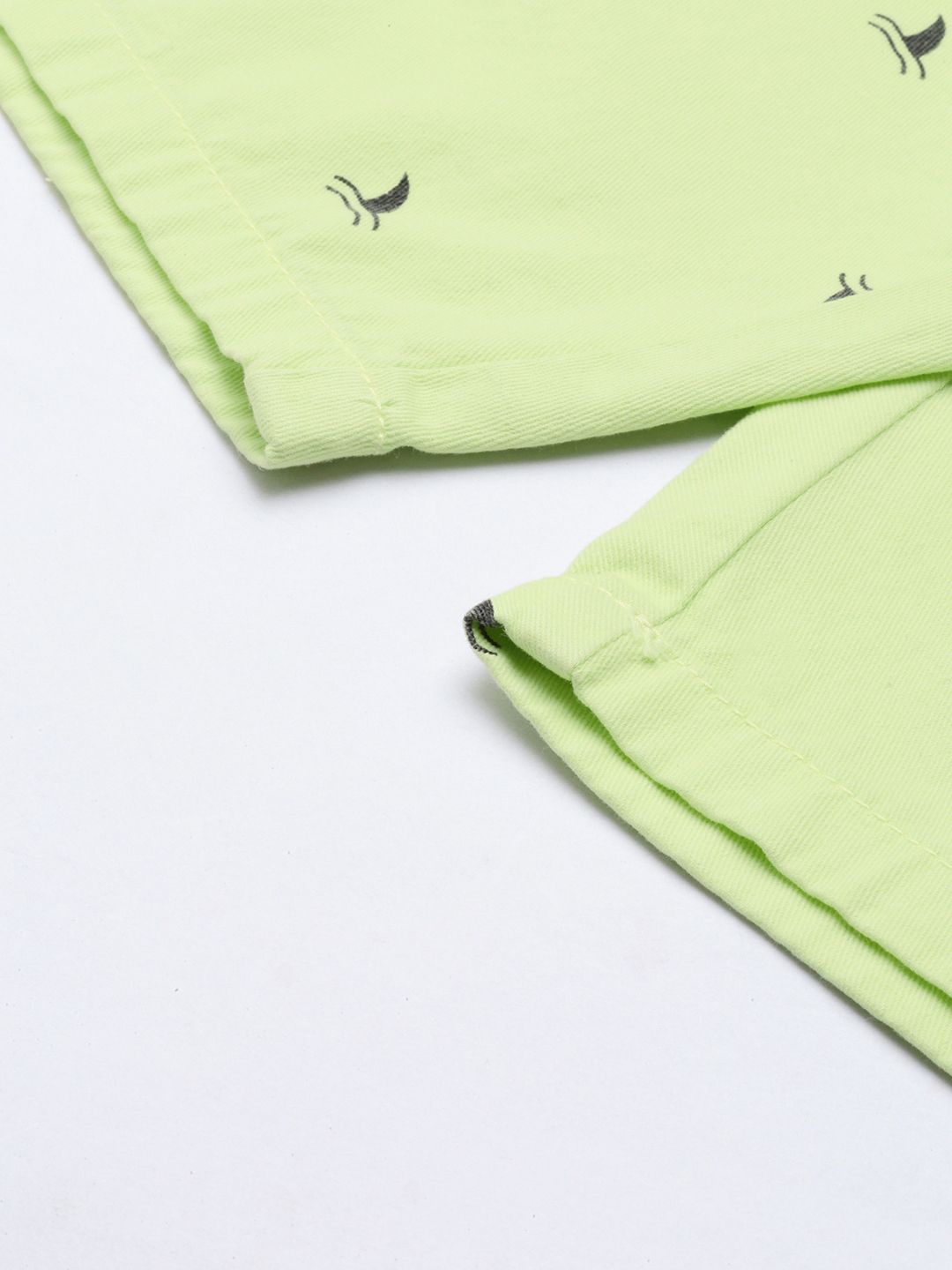The Indian Garage Co Men Lime Green Printed Slim Fit Chino Shorts