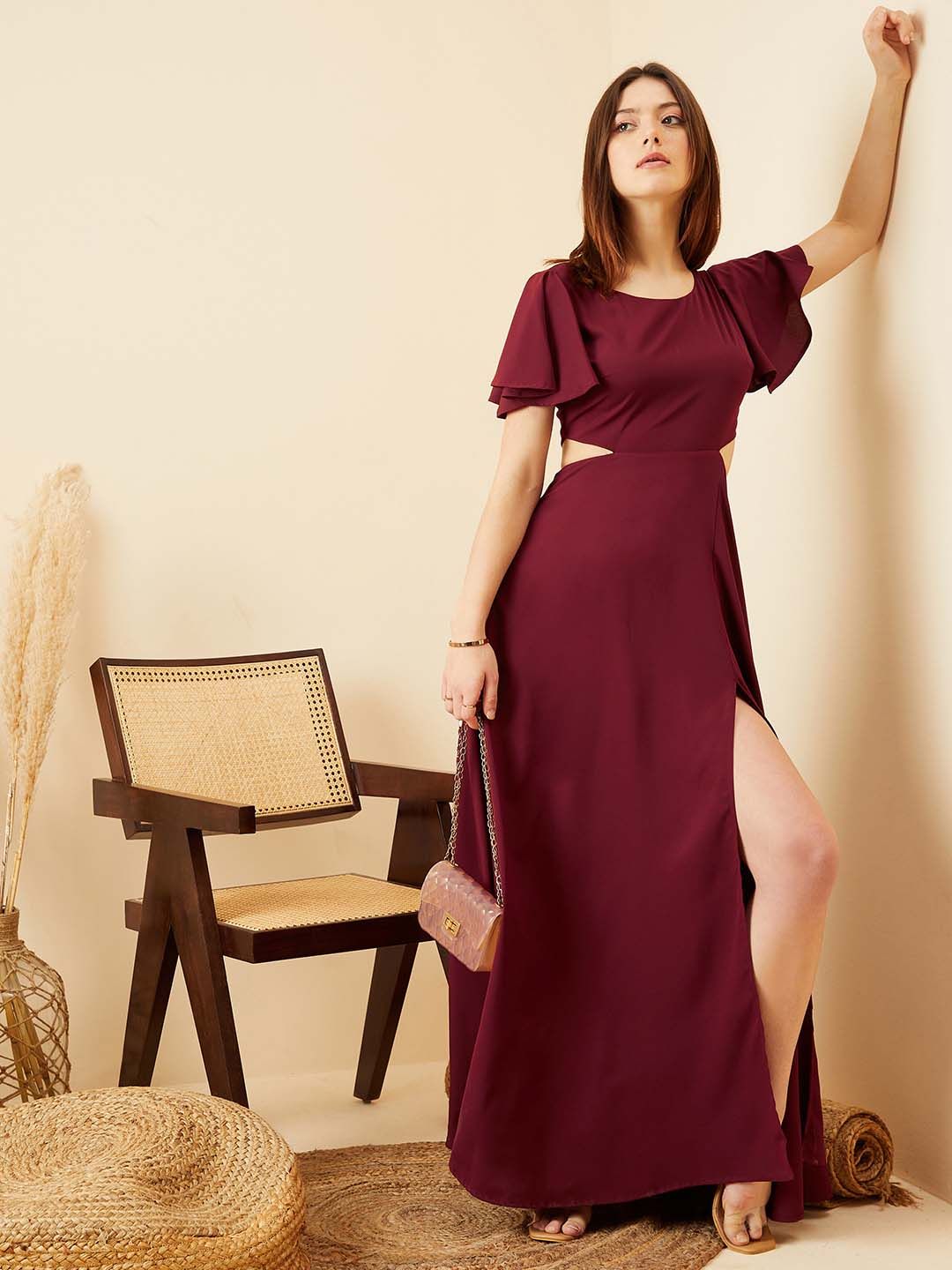Berrylush Flutter Sleeve Maxi Dress