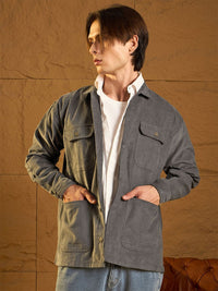 DENNISON Men Four Pocket Drop Shoulder Oversized Corduroy Shacket