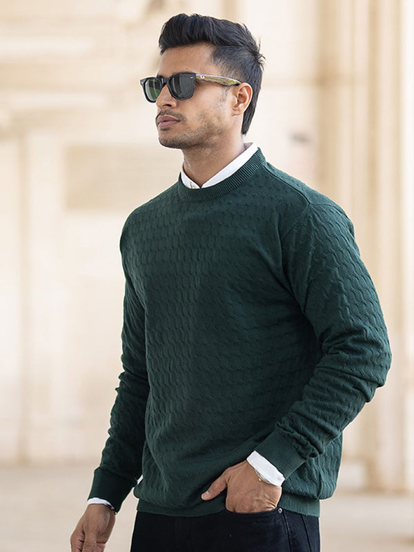 Powerlook Men Self-Design Pullover Sweater