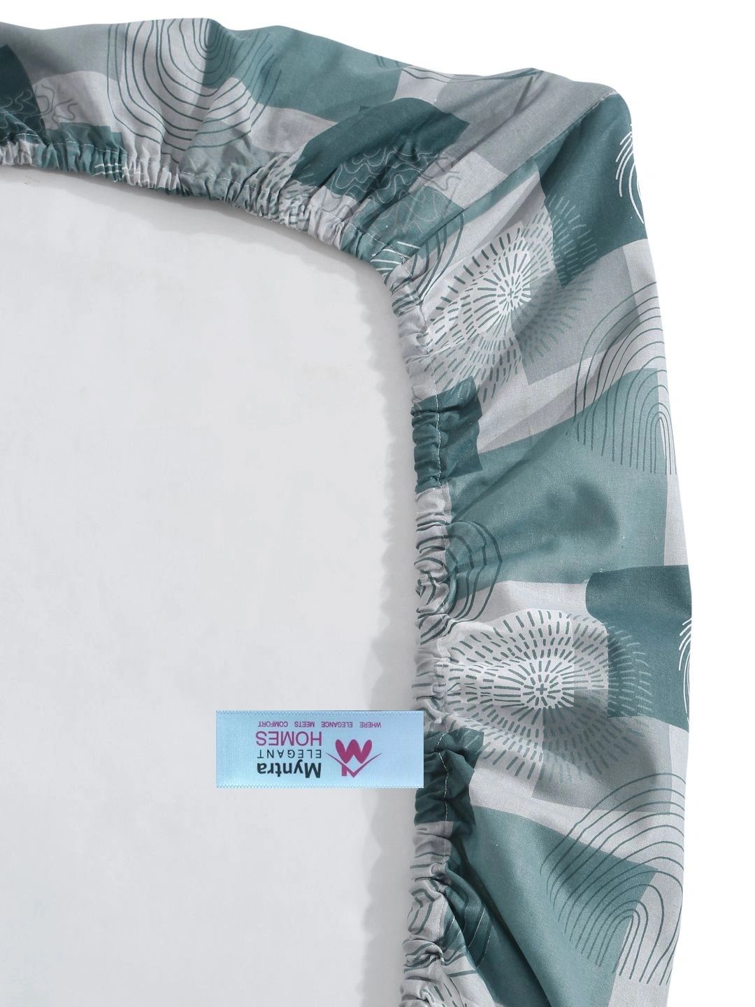 Myntra Elegant Homes Green Geometric 400 TC Single Bedsheet with 1 Pillow Covers