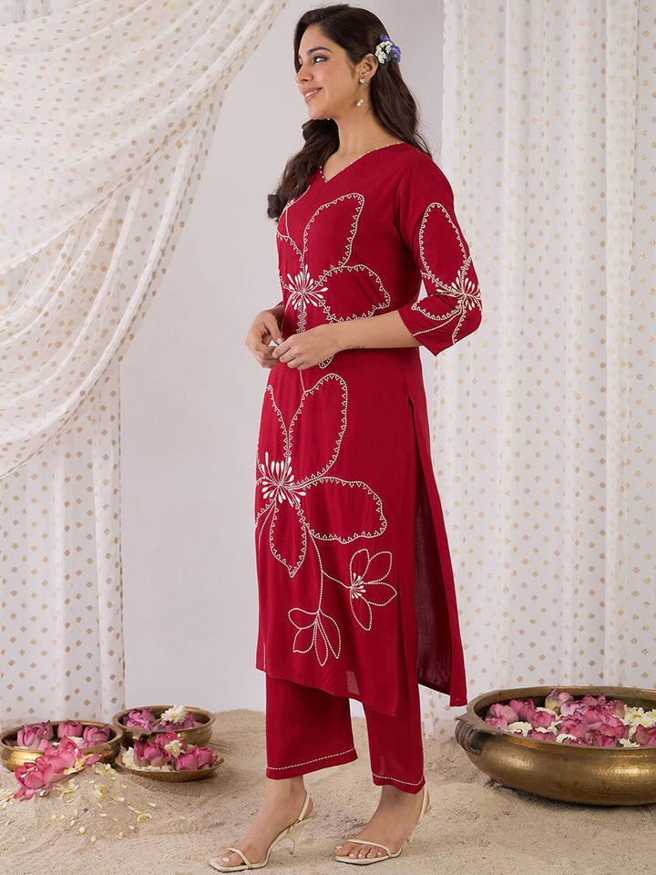 Indo Era Embroidered Three-Quarter Sleeves Tunic With Palazzo