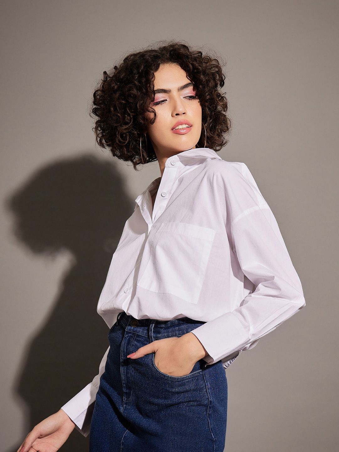 SASSAFRAS White Oversize Pure Cotton Casual Shirt