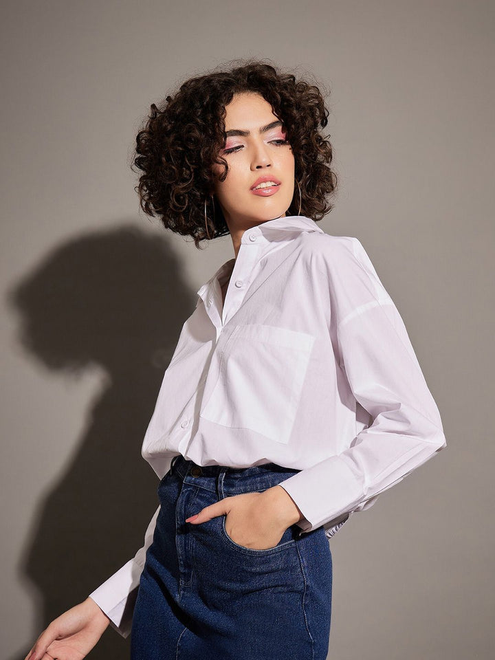SASSAFRAS White Oversize Pure Cotton Casual Shirt