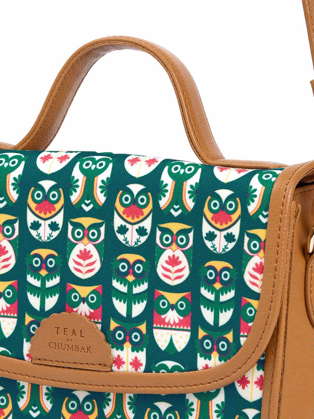 TEAL BY CHUMBAK Graphic Printed Satchel Bag