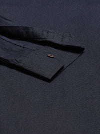Dennison Men Navy Blue Comfort Fit kurta